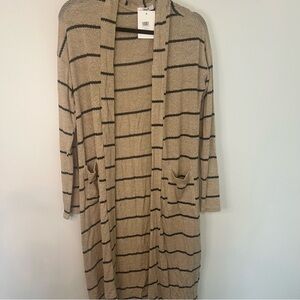 Rose & Remington Beige and Black Stripped Long Cardigan